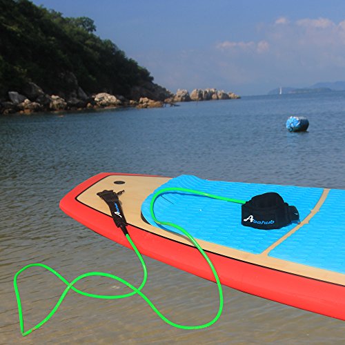 Abahub Premium Surfboard Leash, Straight Surf Board Leg Rope, Legrope Strap For Shortboard, Skimboard Replacement Leashes 6 Foot Green 6 Mm Thick #TOP2