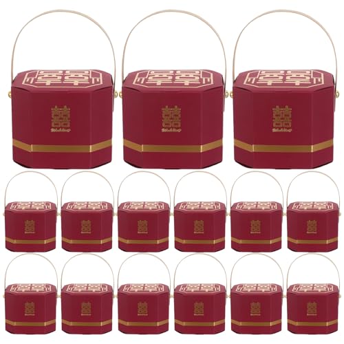 PENIKOKO 20 Pièces Boîtes à Bonbons Mariage Chinoises Style Oriental avec Poignée de Boîtes Cadeaux Élégantes pour Dragées Rangement Friandises et Décorations...