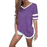 Womens T Shirts Short Sleeve Women Summer Tops Casual Shirts (XXL, Purple)