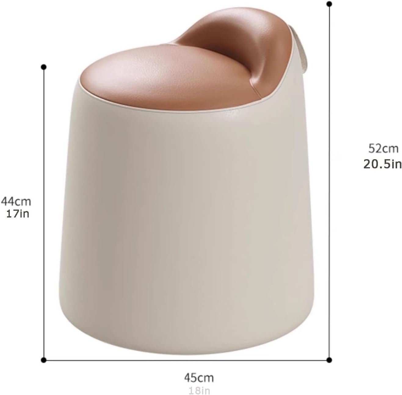 Modern Round Ottoman with Backrest, Vanity Chair, Vanity Stool Upholstered Footrest Ottoman Foot Stool for Living Room Bedroom Make Up Home Office(F Fixed Style)