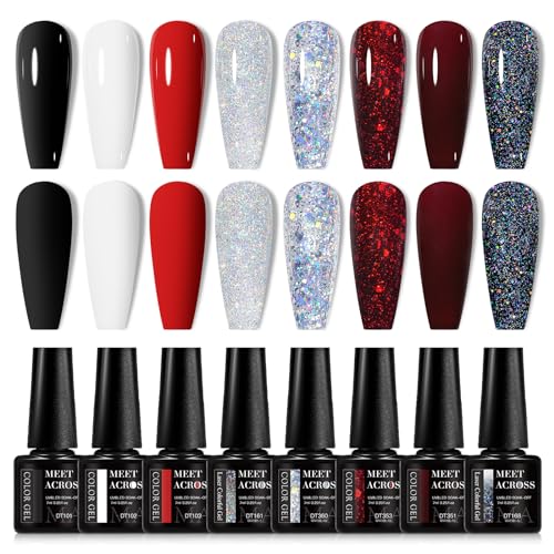 Set de esmaltes de uñas gel MEET ACROSS 8 colores miniatura 1