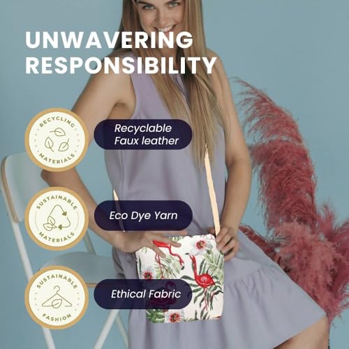 Signare Tapestry Small Crossbody Bag Sling Bag for Women with Pink and Green Flamingo Design (SLING-FLAM)4