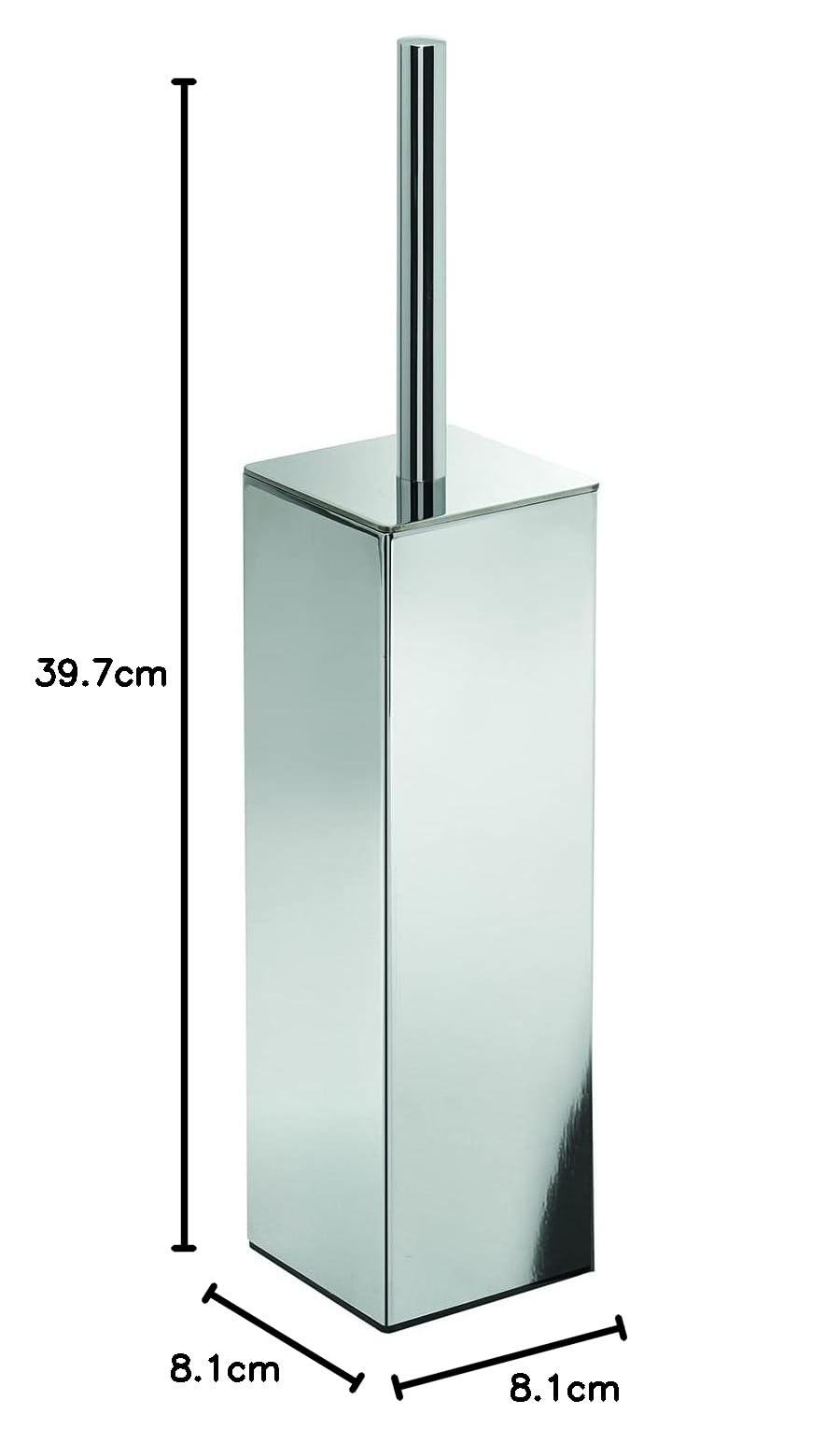 Gedy Ulysse Brosse WC Chromé, Mesures et Poids : 39,7 x 8,1 x 8,1 cm et 1,56 kg, Brosse WC en Laiton, Brosse de Toilette Design de R&D, 2 Ans de Garantie