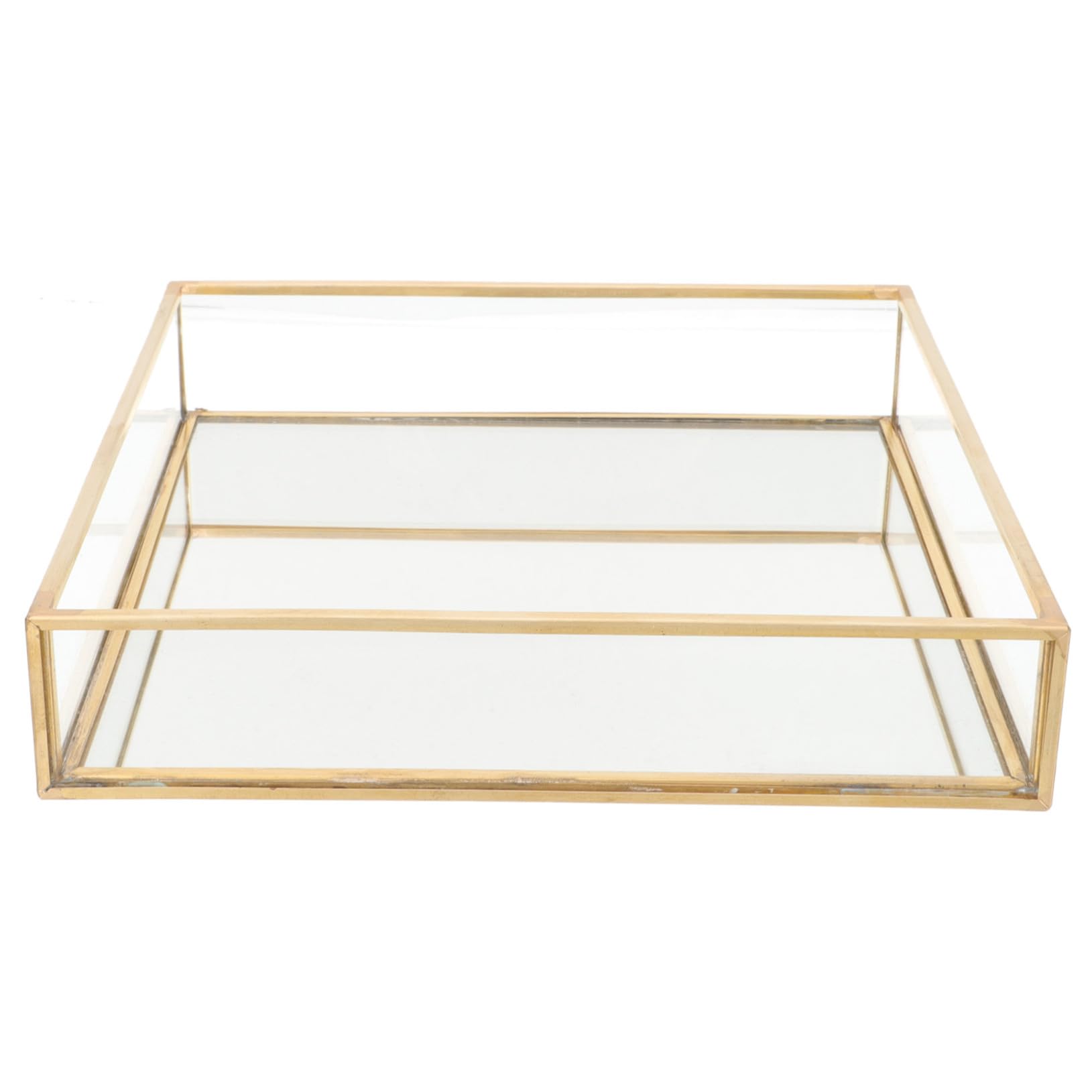 CLISPEED Organizer Quadrato Per Profumi e Gioielli in Vetro in Ottone Vassoio Decorativo Per Bagno Ingresso e Tavolo Dimensioni