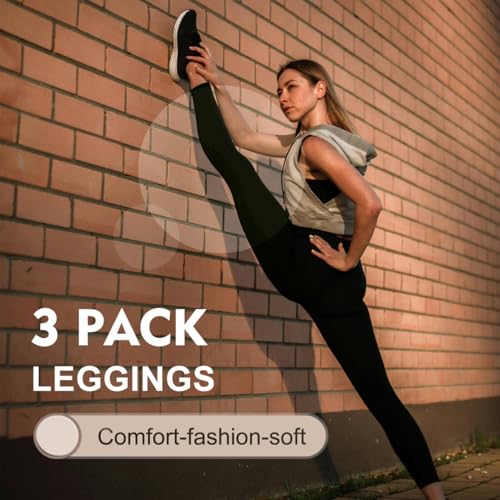 SINOPHANT 3 Pack Leggings for Women - High Waisted Buttery Soft Yoga Pants for Workout Athletic Sports3