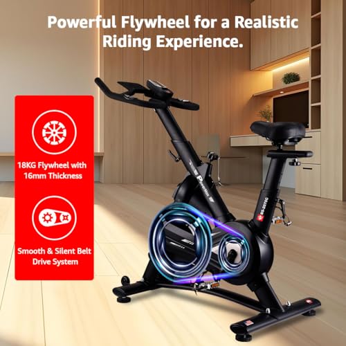 Image of PowerMax Fitness BS-2070C Semi-Commercial Exercise Magnetic Resistance Spin Bike for Home Gym |18kg Flywheel, Max User 170kg, 2pcs Crank, LCD Display, Adjustable Foot Strap and Seat, Heart Rate Sensor