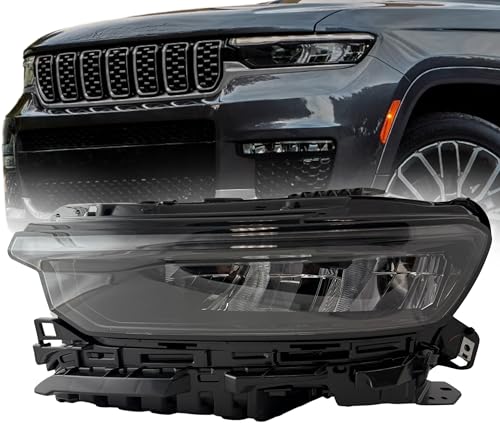 Replacement For Jeep 2021-2024 Grand Cherokee L / 2022-2024 Grand Cherokee WL Headlight Units without Animation, without LOGO, with Leveling Left / Driver Side CH2502349, 68606233AB