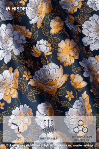 Image of HISDERN Ties for Men Paisley Tie and Pocket Square Cufflinks Set Formal Classic Floral Necktie Handkerchief Wedding Party