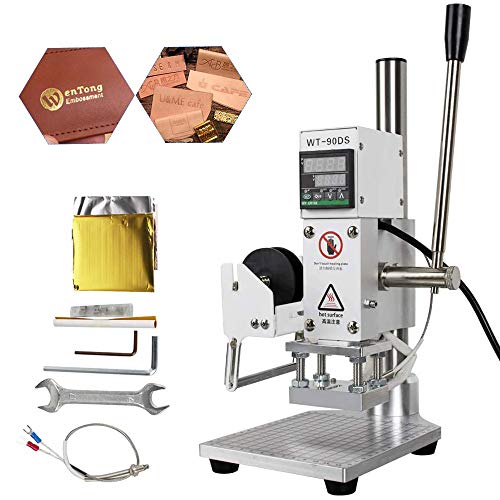 Hot Foil Stamping Machine IXAER 5x7cm Leather Bronzing Pressure Mark Machine with Full Scale for PVC Leather PU Paper Wood Logo Embossing Manual Stamper 110V (US in Stock)