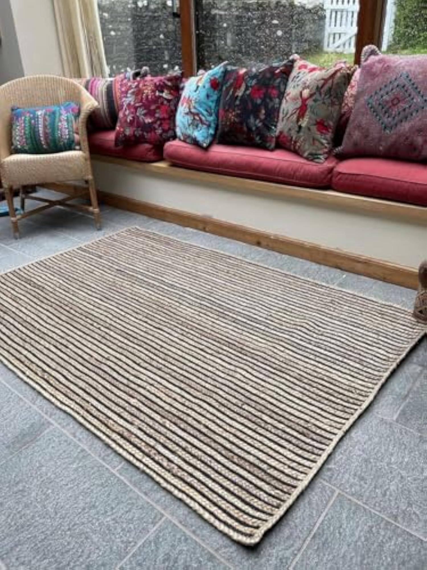 Jute Braided Reversible Hand Woven Rectangular Rug Carpet Mat
