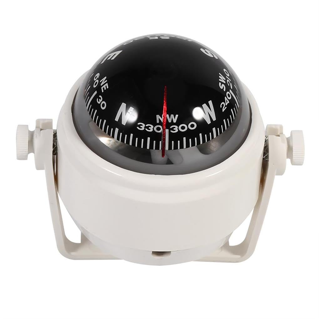 Juego de 5 brújula digital de plástico blanco precisa con soporte ajustable brújula de pie guía de dirección de bola de navegación para coche, barco, caravana