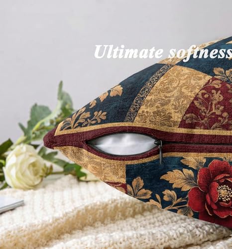 Image of ishro home Premium Cushion Cover 18 inch x 18 inch | Luxury European Mosha Fabric | Love at First Sight Designs | Hidden Zipper | Machine Washable, Non- Fading | (2, Jodhpuri Royale, 18 x 18 Inches)
