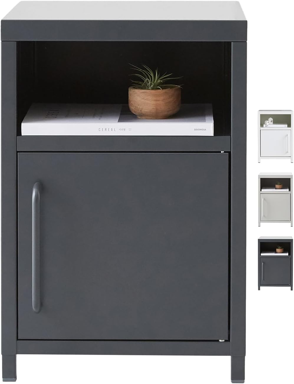 1 Door Steel Storage Cabinet with Shelf, Multipurpose Organizer, 13.8 x 13.8 x 20.1 Inches, Assembly Required, for Office, Home, Living Room, Bedroom and Entryway - Dark Gray