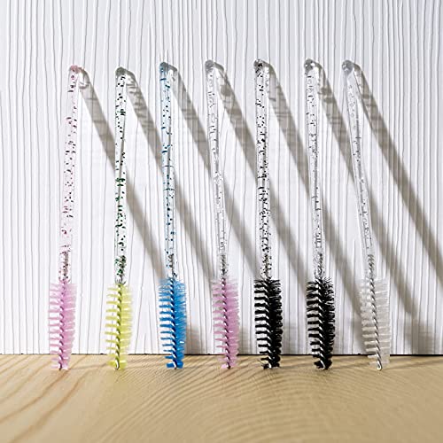 I-Laesh 100 Pcs Disposable Eyelash Brushes, Mascara Wands, Eye Lash Brush, Spoolies For Eyelash Extensions, Spoolie Eyebrow Eyeshadow Brow Makeup Supplies Kit Cleansing Glitter Applicator Tool Accessories Bristle (Crystal White) #TOP2