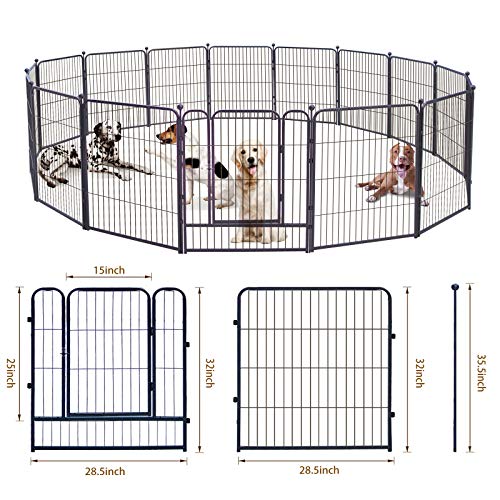 Dog Playpen,24/32/40 Inch Height in Heavy Duty,Folding Indoor Outdoor Dog Exercise Fence, Portable Pet Playpen with Door…