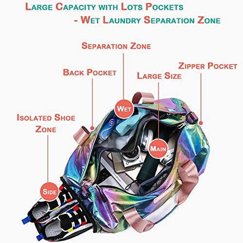 Spring Country Gym Duffel Bag Women Overnight Medium Lightweight Foldable Weekender Travel Luggage Sport Athletic Water-proof Dry Wet Shoe Compartment for Girls Kids