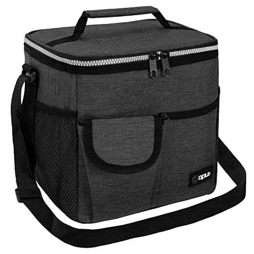 OPUX Lunch Bag Insulated Lunch Box for Women, Men, Kids | Medium Leakproof Lunch Tote Bag for School, Work | Lunch Cooler with Shoulder Strap, Pocket | Fits 20 Cans (Tall Charcoal)