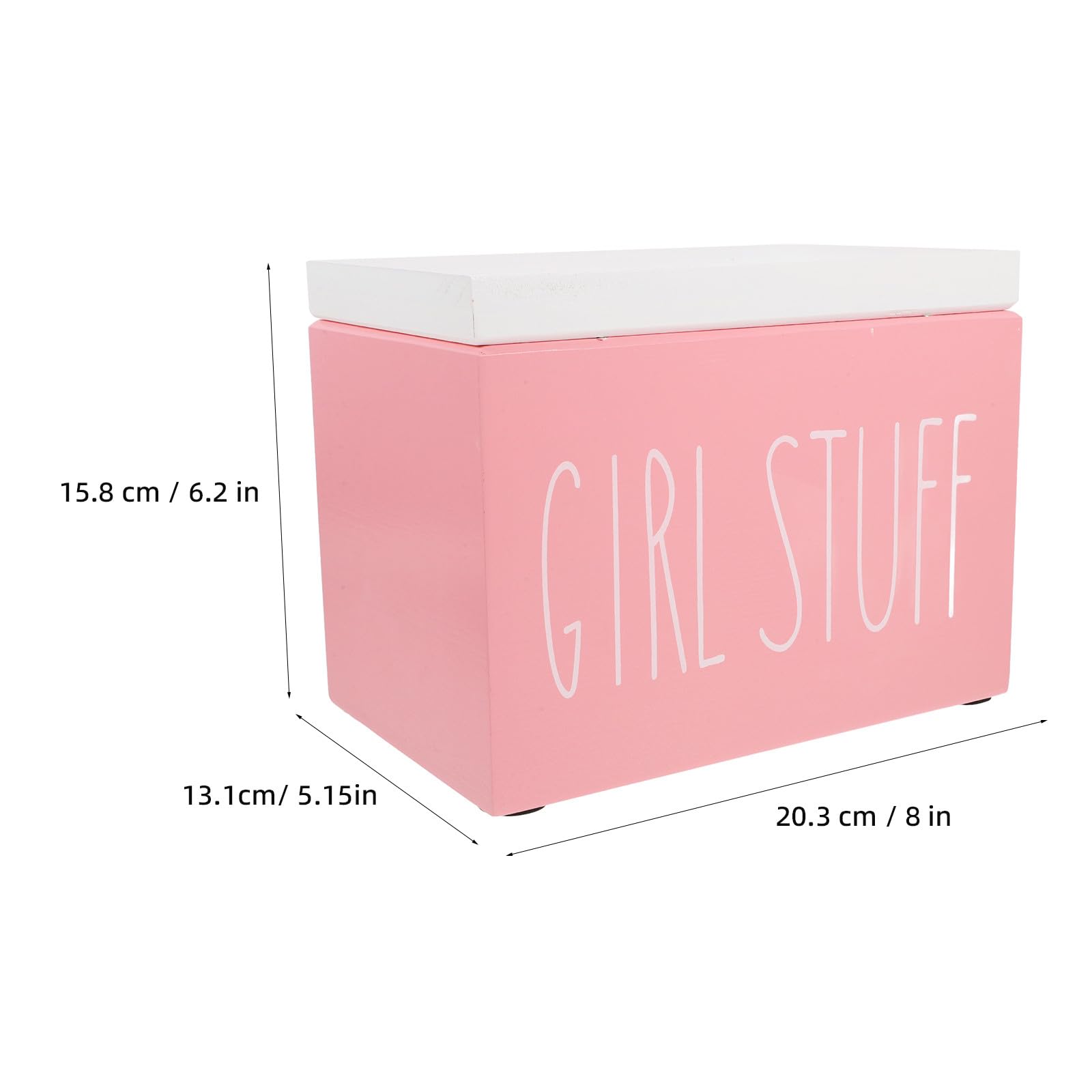 Lurrose 2 scatole in legno rosa con coperchio per assorbenti igienici | Organizzatore per assorbenti igienici a 2 scomparti con cuscinetti antiscivolo per il bagno, scatola porta assorbenti in