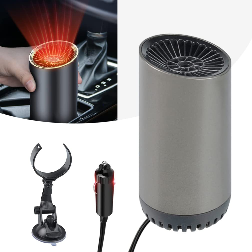 ZUICC Fairyspark Fast Heating Cup Shape Car Warm Air Blower, 2 in1 Portable Car Heater Fan, Windshield De-Icers Defogger for 360 Degree Rotation with Suction Cup Suitable for All Cars