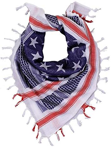 Thaweesuk Shop Red White and Blue 8 Piece Scarves Military Breathable Durable Arab Tactical Desert Scarf Face Mask Paisley Wrap Head Cotton 42'' x 42''