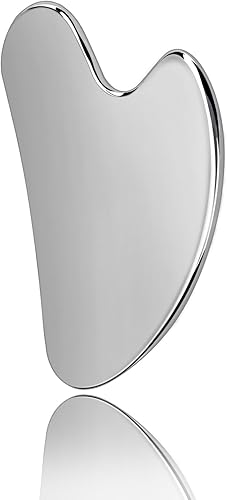 Gua Sha, herramientas faciales Gua Sha de acero inoxidable, herramienta Guasha para cara mejorada, acero inoxidable Guasha (plateado)