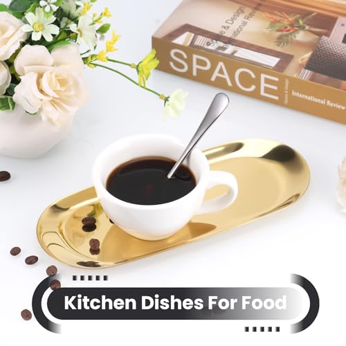 2Pcs Decorative Tray, Stainless Steel Gold Tray, Jewellery vanity perfume Trays, Gold Bathroom Accessories Polished Finish, Oval Elegant Small Trays Decorative for Jewellery Desserts Snack Coffee - Cosy Home Interiors 2Pcs Decorative Tray, Stainless Steel Gold Tray, Jewellery vanity perfume Trays, Gold Bathroom Accessories Polished Finish, Oval Elegant Small Trays Decorative for Jewellery Desserts Snack Coffee - Image 7