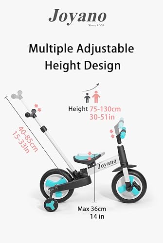 Miniatura 6 de Triciclo 5 en 1 para niños, bicicleta de equilibrio, bicicleta de empuje con barra de empuje para niños de 2 a 8 años