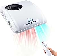 Ar condicionado RV 24 V CC 8500 BTU AC ultra-silencioso, resfriamento e aquecimento rápidos, kit de ar condicionado para trailers, trailers, campistas, caminhões (24 V, alimentado por bateria)