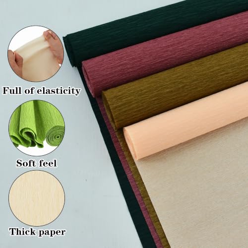 Image of BEISHIDA Cream Crepe Paper Roll, 2 Rolls Crepe Paper Sheet for Craft