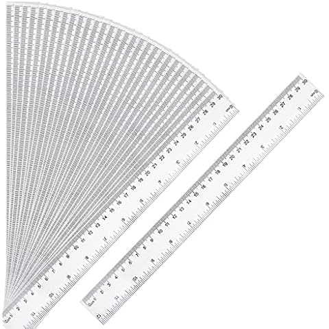 30 Packs Clear Plastic Ruler 12 Inch Straight Ruler with Centimeter and Millimeter, Metric Rulers Bulk for Kids Classroom School Office Cover