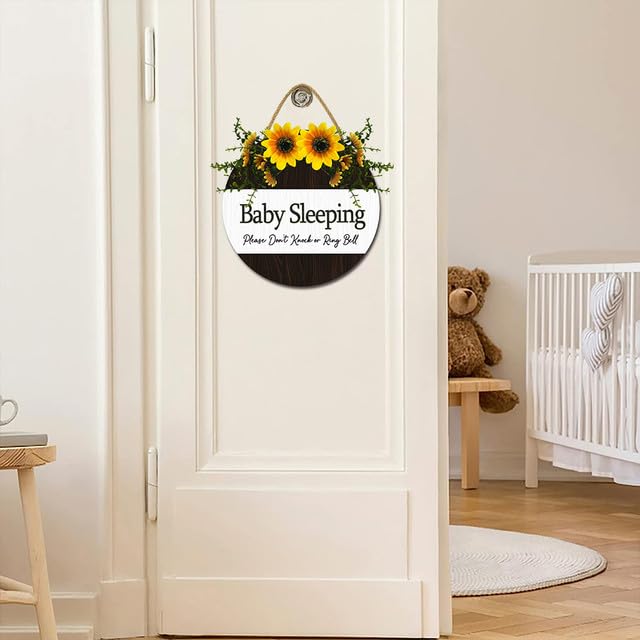 Ymaotrade Baby Sleeping Sign for Front Door Do Not Knock or Ring Doorbell Sign, New Mom Gifts, Do Not Disturb Door Hanger Sign, No Soliciting Sign Sleeping Baby Sign 11