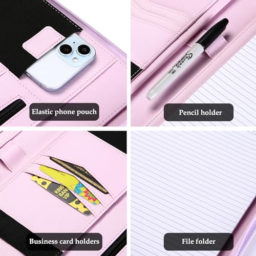Image of ProCase Portfolio Business Padfolio Folder with Zipper -Purple | Conference Meeting Executive File Legal Document Organizer with Pockets Letter Size A9 Writing Pad Notepad Padfolio