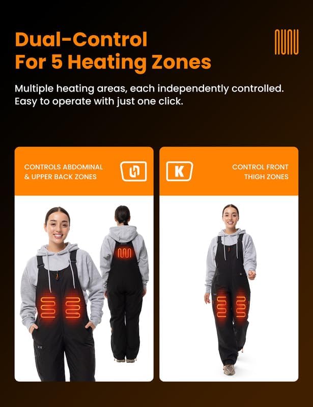 HENNCHEE Heated Insulated Bib Overalls for Women with 16000mAh Battery, Outdoor Snow bibs Warm Skiing Snowboard Pants - Image 5