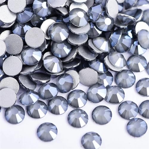 Hotfix Pedrería Strass de cristal negro for decoración uñas, diamantes imitación con parte posterior plana, pegamento tipo chorro en piedras, sin fijación por calor for(Lt Grey Mocha,SS16-1440pcs)