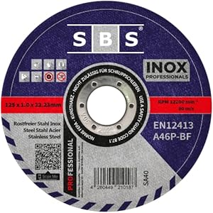 Disco de corte de SBS (acero inoxidable, 100 unidades, 125 x 1,0 mm).