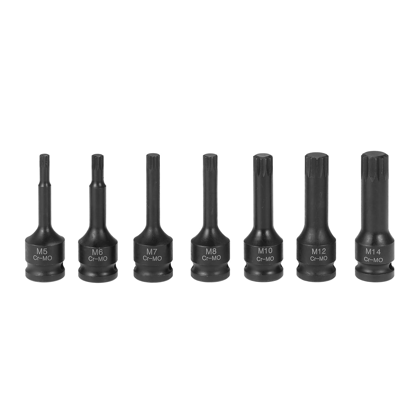 7 szt. Nasadek Udarowych 3/8" XZN, Potrójnie Kwadratowe, ze Stali