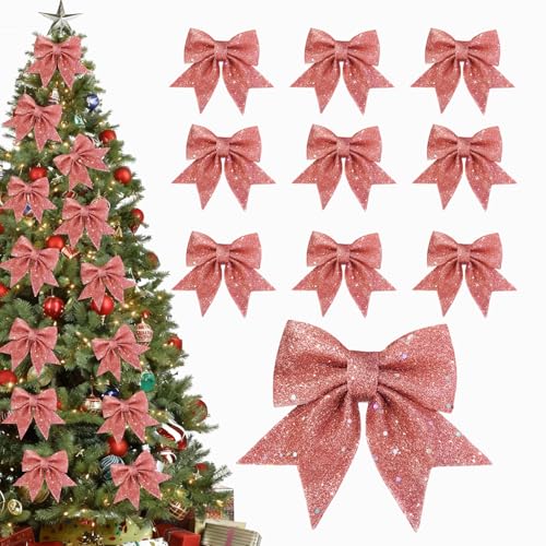 10 Stück Weihnachtsschleifen Rosa,Glitzer Schleifen...