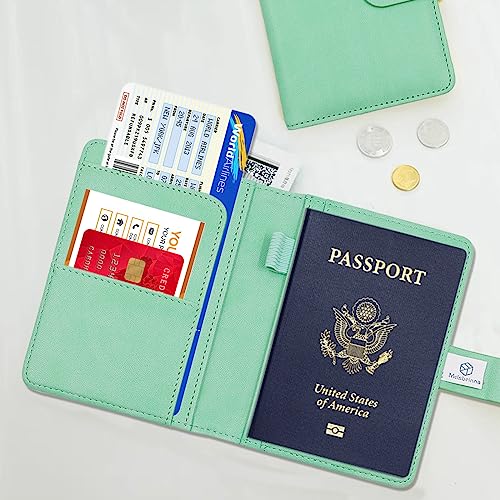 Image of Melsbrinna Premium Leather Passport Holder Covers Case, Waterproof Rfid Blocking Travel Wallet Passport Holder with Pen Holder, Cute Passport Book for Women /Men