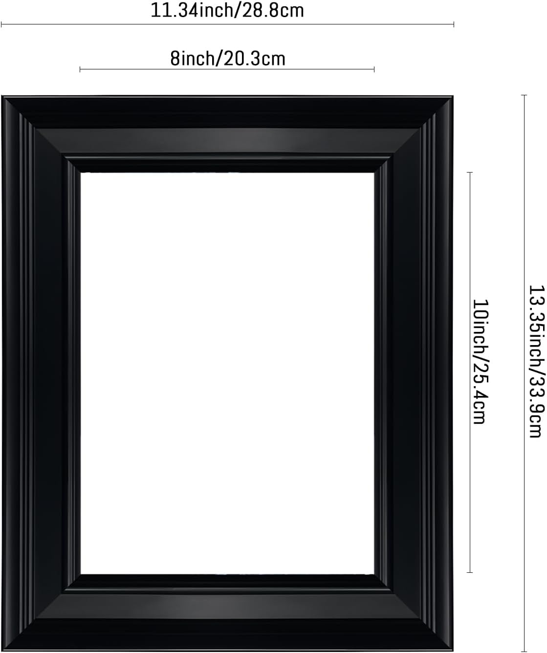 8x10 inch Black Picture Frame, Soild Wood Picture Frame with Plexiglass and Backing Board, Modern Black Frame for Canvas & Photos Home Wall Art Decor
