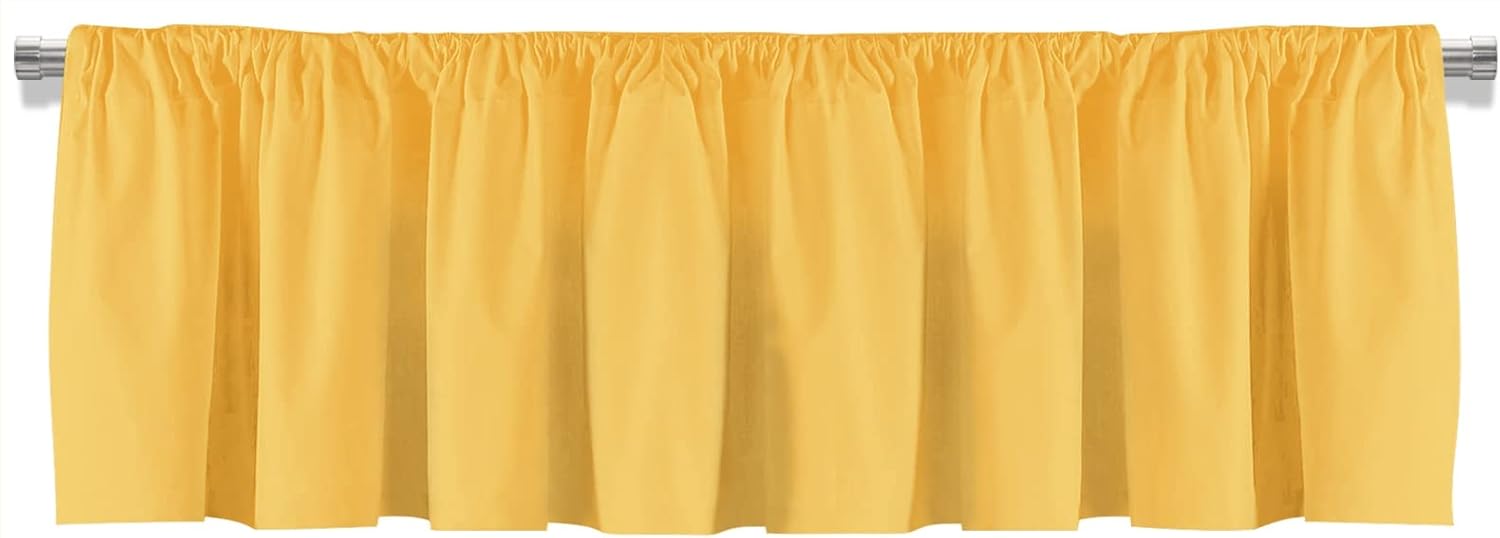 Window Curtains Valance Yellow Rod Pocket Design Small Pleated Cornice Scarf Decoration for Kitchen Living Room Bedroom, 52 x 18 inch, 4 Panels