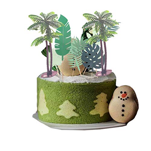 Coconuts Palm Tree Cake Topper Tropical Palm Leaves Cupcake Cake Decorations For Kids,Girls ,Boys,Summer Tropical Tiki Beach Pool Party,Rainforest Party,Aloha Hawaiian Luau Party Supplies #TOP2