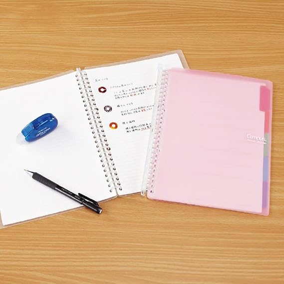 Kokuyo Campus Smart Ring Binder, A5 Clear Refillable Binder Notebook 20 Holes with 10 Extra Loose-Leaf Paper, Up to 25 Filler Papers for Work & Study, Japan Import (RU-SP130T)