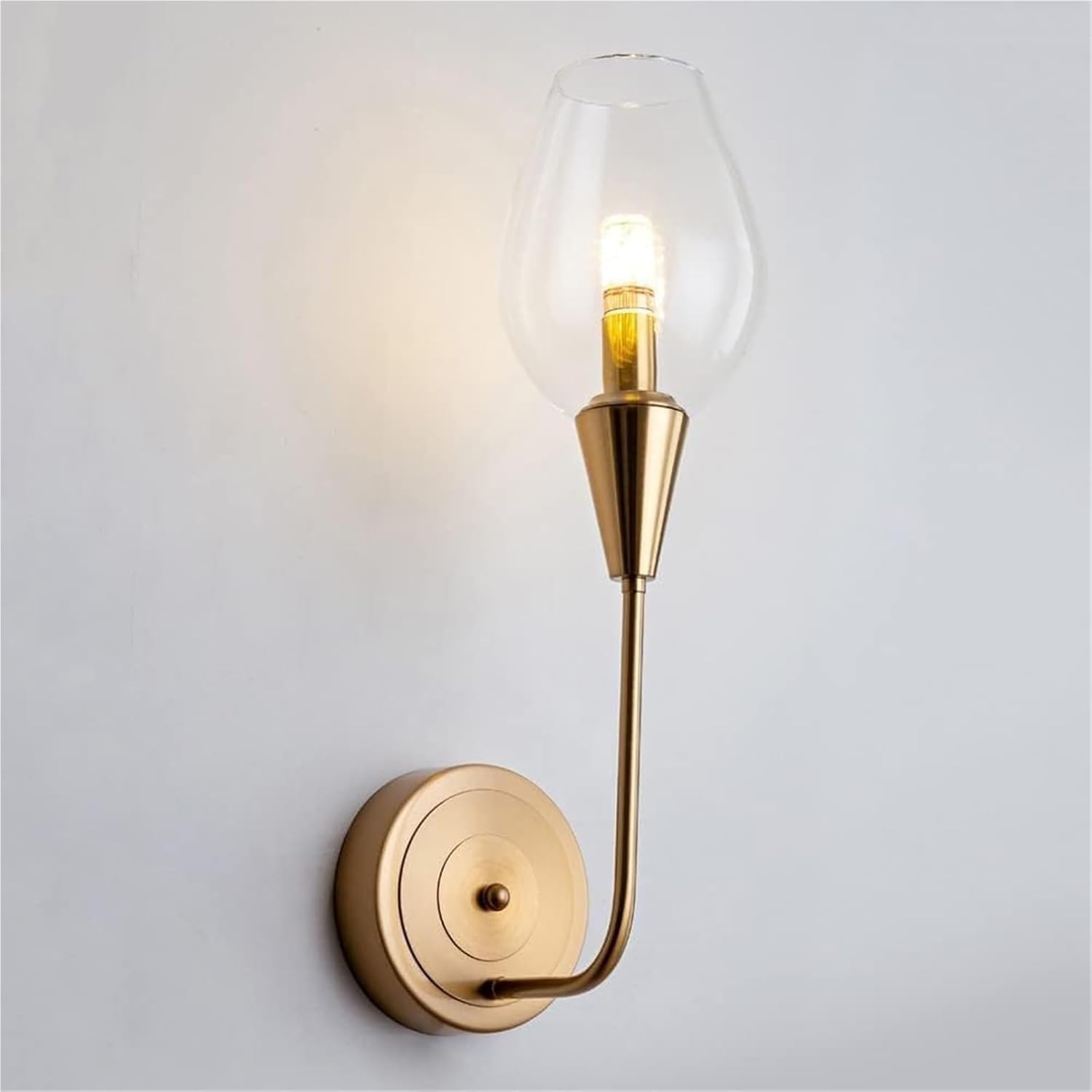 Abinlina Contemporary Gold Glass Wall Sconce - Elegant Amber Lighting Fixture for Living Room, Bedroom, and Corridor(Clear)