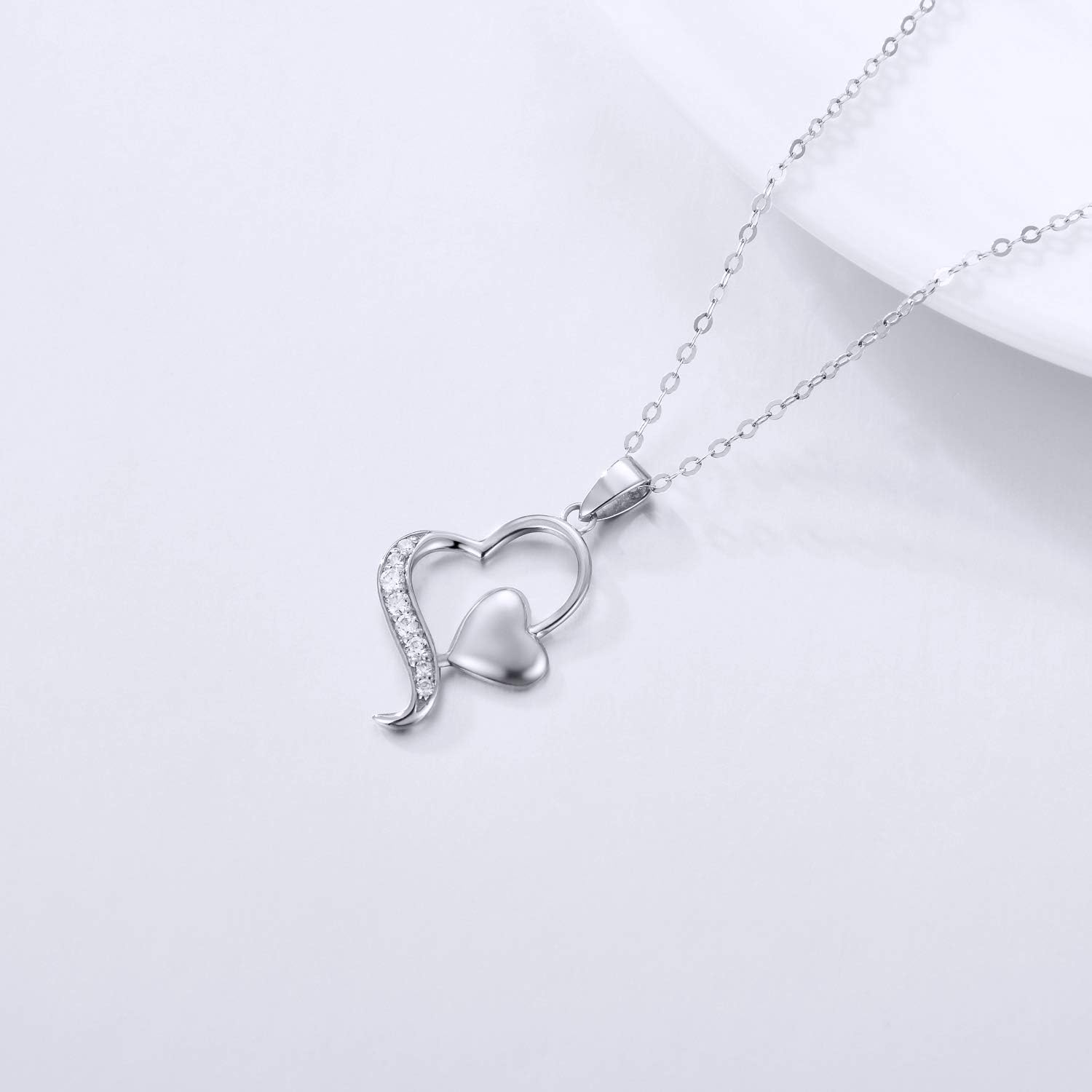 14k Gold Diamond Heart Pendant Necklace for Women, Fine Anniversary Jewelry for Wife/Girlfriend, Love Gifts for Her (0.1ct), 16-18 Inch