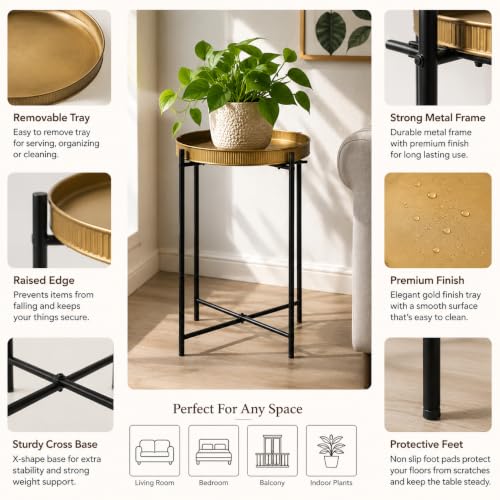 Image of Iron Coffee Tables Modern Design Table for Living Room Side Table Tea Tray Coffee Table Home Decor (Gold)