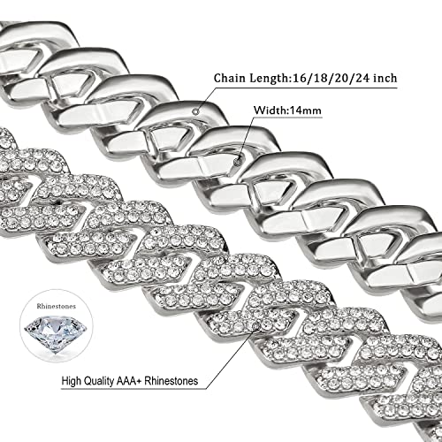 JUNVirtuous Cuban Link Chain Mens Iced Out Miami Cuban Necklace Silver/Gold Bling Diamond Hip Hop Jewelry for Women - Image 4