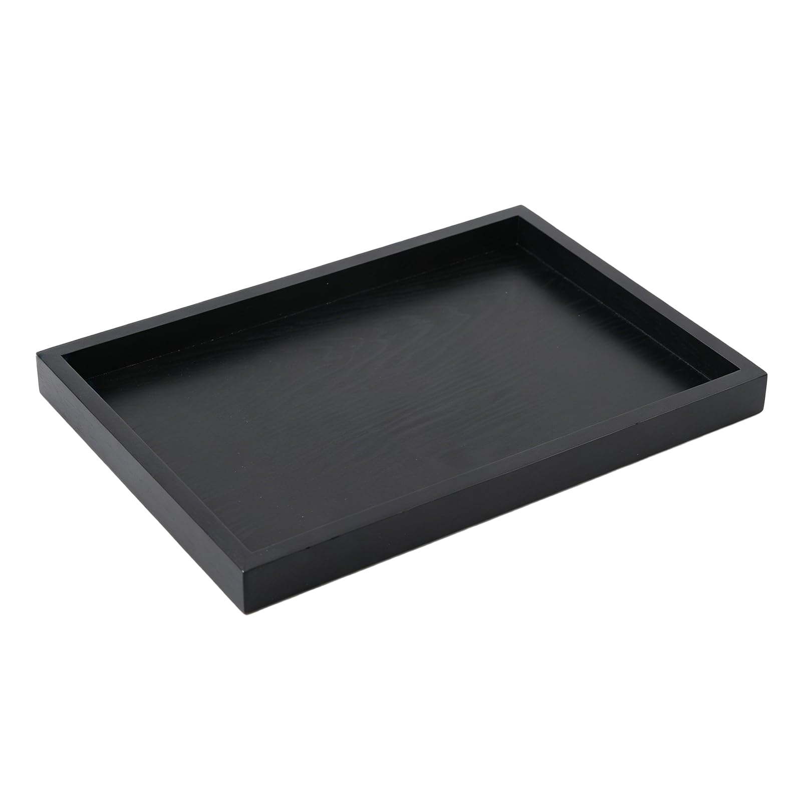 Culnflun Black Rectangular Wooden Tea Tray, 22 * 12 * 2cm/25 * 18 * 2cm/30 * 20 * 2cm, Solid Wood Rectangular Tea And Coffee Tray Suitable For Restaurants and Homes (30 * 20 * 2cm)