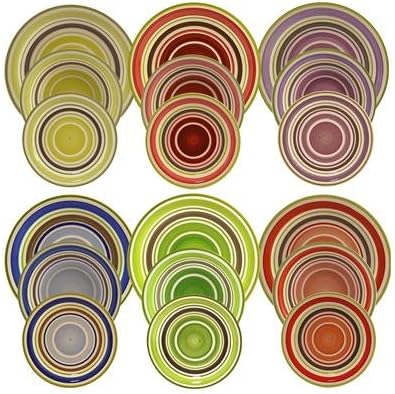 Rose and Tulips Service Plates: 18 Pieces 6 Plates 6 Bowls 6 Portofino Side Dishes