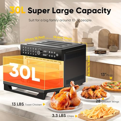 Image of 30QTOversized French Door Air Fryer Toaster Oven Combination, Featuring 20 Cooking Functions And Digital Control, Compatible with 13 inch Pizza, Turkey (1)