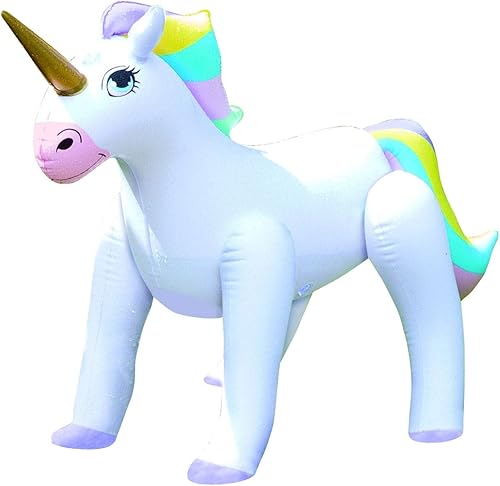 Etna Aspersor inflable de unicornio - Divertido juguete de agua para exteriores para niños que se fija a la manguera de jardín, 33 12 pulgadas de
